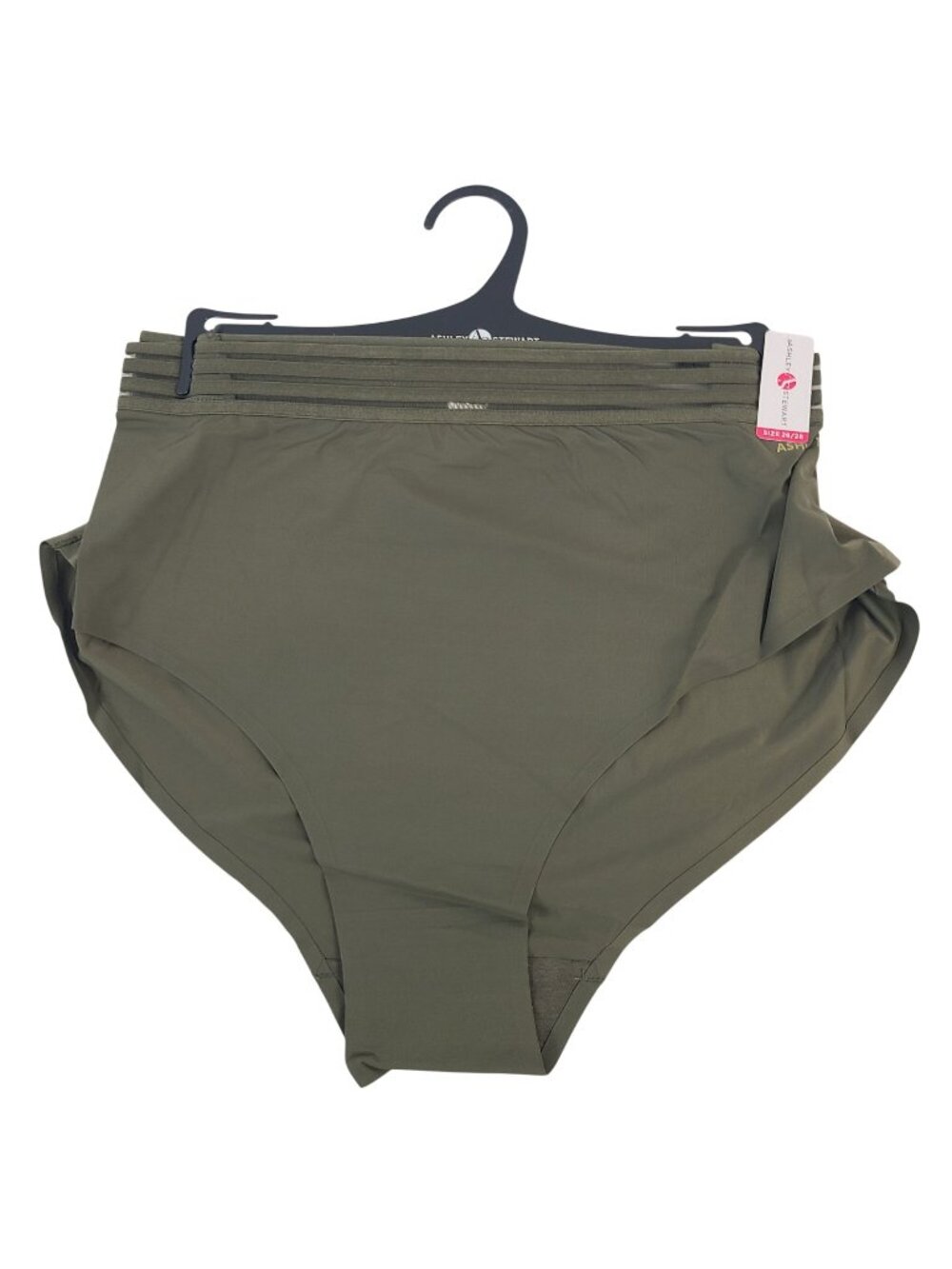Ashley Stewart Plus Size 26/28 Olive Brief Panties High Waist Seamless Style